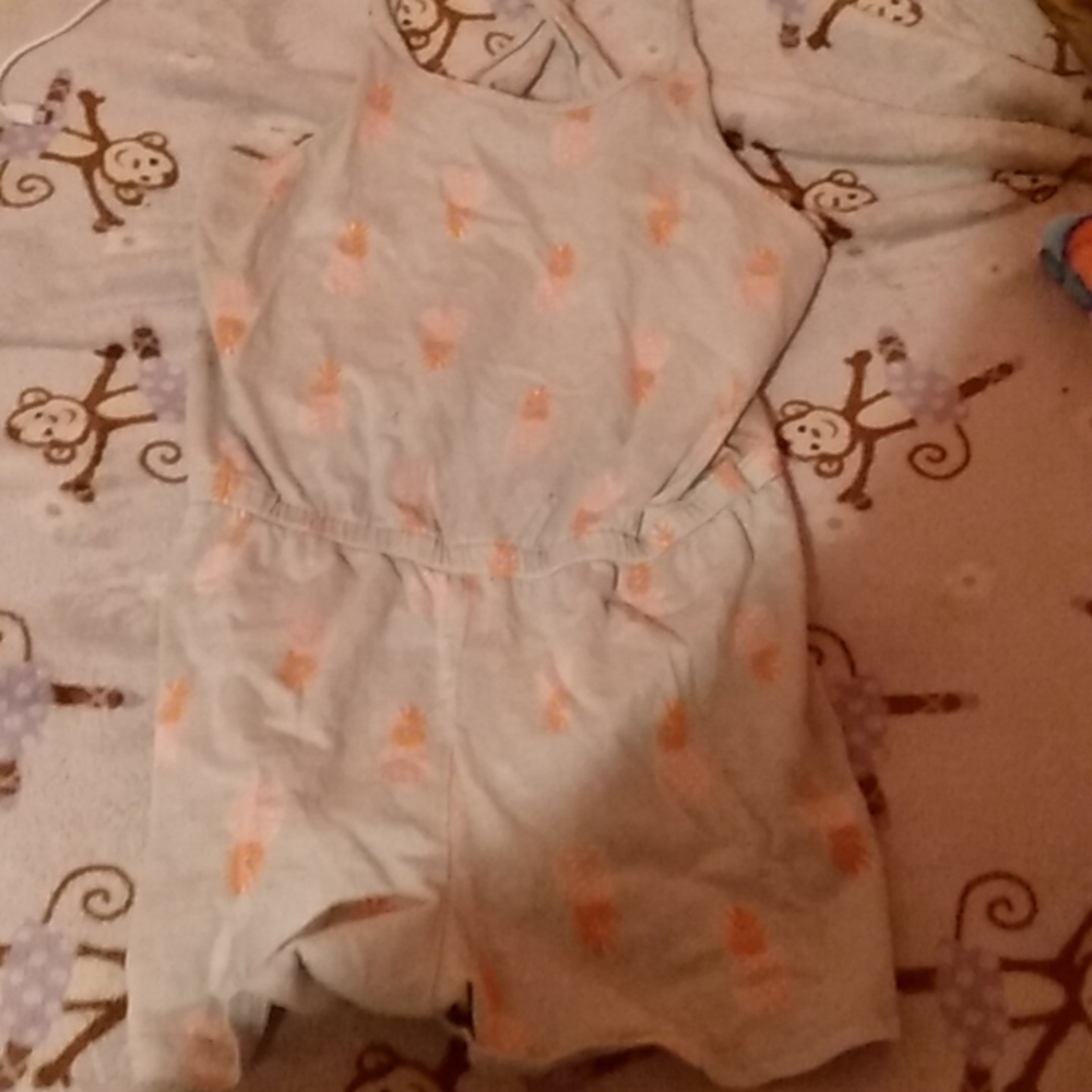 Grey romper with pink pineapples